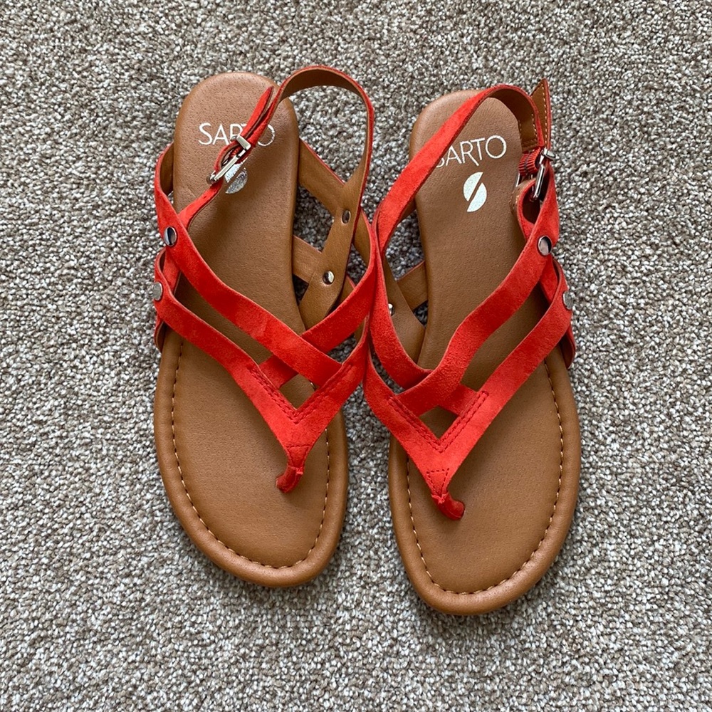 Franco Sarto suede orange sandal size 6.5